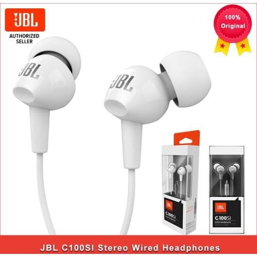 JBL C100SI Stereo Wired Headphones Deep Bass Music Sports 3.5mm Headset In-ear Earbuds With MIC