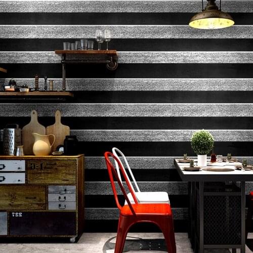 Retro Nostalgic Black and White Horizontal Stripes Wallpaper Modern Simple Hair Salon Clothing Hairdressing Barber Shop Backgrou