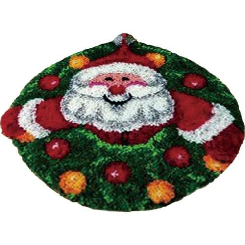 Christmas Decoration Latch Hook Kit Button Christmas Carpet Embroidery Santa Claus Diy Carpet Embroidery Mat Latch Hook Rug Kits