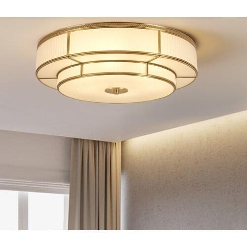 American ceiling lamp simple round living room hall lighting European-style restaurant master bedroom room all copper lamps