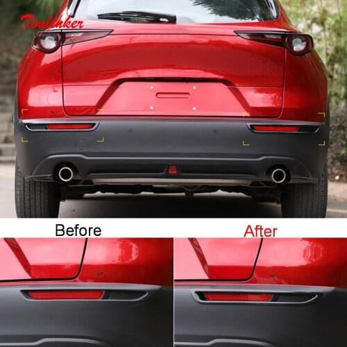 Tonlinker Exterior Car Rear Fog Light Cover Case Stickers for MAZDA CX30 2020-21 Car Styling 2 PCS ABS Carbon Cover Stickers