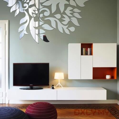 Spring Nature Decorative Sticker Tree Mirror Wall Stickers 3D Living Room Bedroom Home Wall Decor Door Tile Refrigerator Sticker