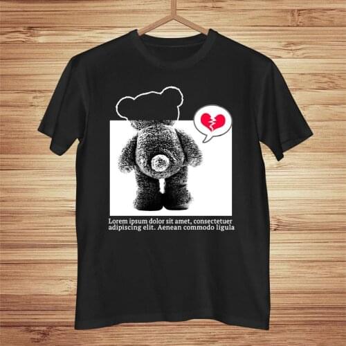 T-shirt Female 2021 Spring, Summer and Autumn Short-sleeved Print Heart-shaped Bear Korean Version Top Woman Tshirts Graphic Tee