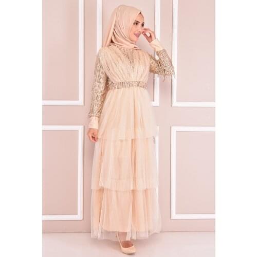 Pullu Abiye Krem NEV14754