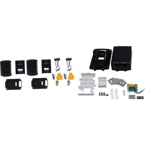 1set for Makita 18V BL1850 BL1830 Battery Case (No Cell) & 2x DCB200 Li-Ion Battery Plastic Box Case for Dewalt 18V 20V