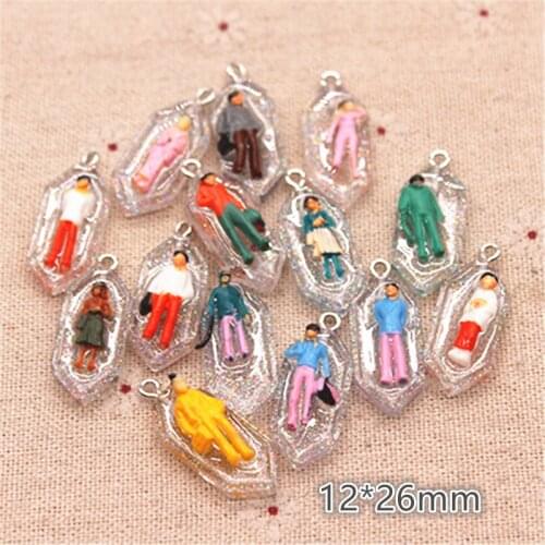 10pcs 12*26mm Mix Random Cute Colorful Humanoid Office Worker Glitter Backside(with Screw) DIY Earring Funny Craft Gift Making
