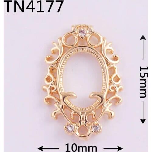 10pcs TN4177 flower hollow oval Alloy Zircon Nail Art Crystals Rhinestones jewelry supplies nails accessories decorations charms