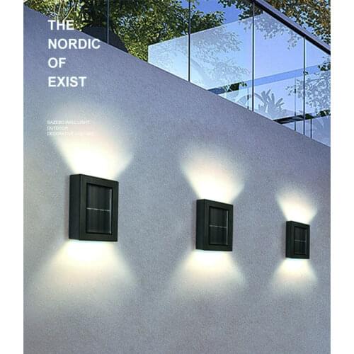 2Pcs LED Wall Lamp IP65 Waterproof Indoor&Outdoor Solar Power Wall Light Surface Mounted Cube LED Garden Porch Light Home Decor