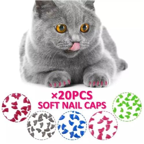 20pcs Silicone Soft Cat Nail Cap Cat Paw Claw Pet Nail Protector Cat Nail Cover Pet Nail Protector Kitten Cat Pet Products