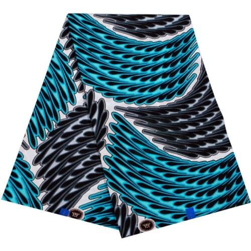 2019 Blue And Black Fashionable Pattern Print Fabric African High Quality Veritable Real Wax Fabric Sewing Material 6Yards