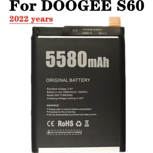 100% New Original For DOOGEE S60 BAT17M15580 BAT17S605580 Replacement Battery 5580mAh Parts Backup Bateria