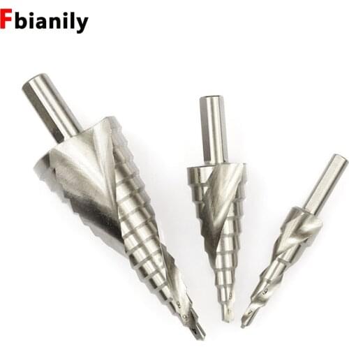 4-12 4-20 4-32mm HSS acero titanio Pagoda taladro tornillo hexagonal broca HSS de herramientas de ranurado de acero de Metal de