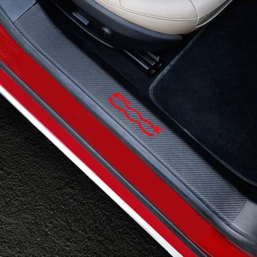 4Pcs For Fiat 500X Door Threshold Plate Car Door Sill Step Plate Carbon Fiber Pu leather Car-Styling