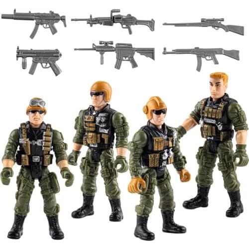 4pcs Plastic Soldier Figures Minaiture Military Scene Collectable Toy Gift