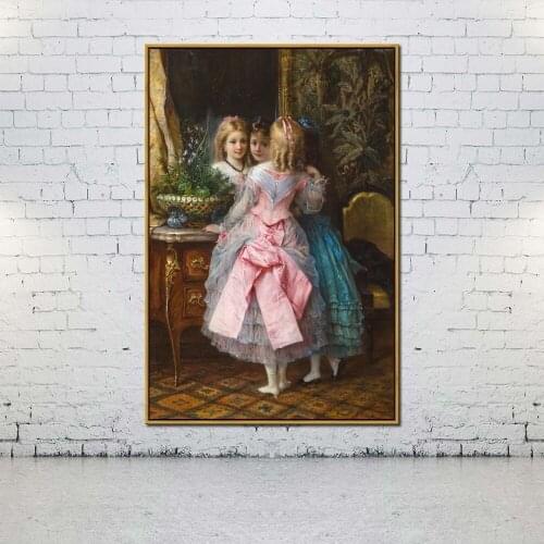 Artcozy Oil Canvas Painting their fanciest dresses eugen joseph lejeune For Home Decoration Wall Art