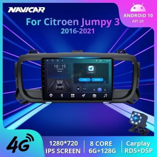 6+128G 2DIN Android10 Car Radio For Citroen Jumpy 3 SpaceTourer 2016-2021 Car Multimedia Video Stereo Navi Carplay NO 2DIN DVD
