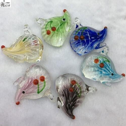 Free Shipping Women Fashion Jewelry 41x45x11mm Beautiful Lampwork Glass Mouse Pendant Bead WFH568a