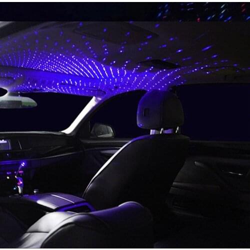 1X USB Decorative Lamps Adjustable Car Interior Decor Light Mini LED Car Roof Star Night Light Projector Atmosphere Galaxy Lamp