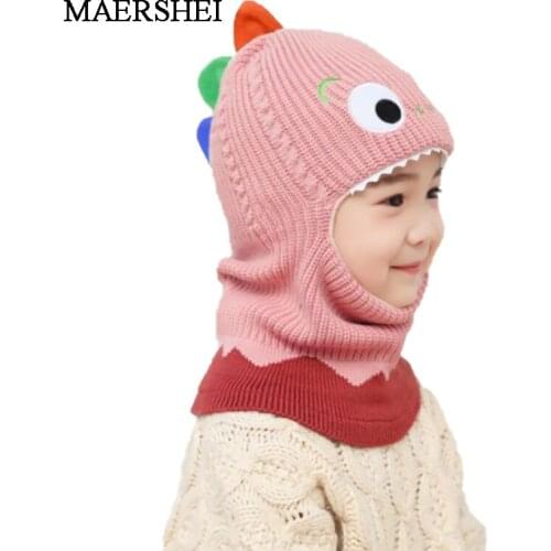 Baby Knitting Hat Autumn Winter Childrens Scarf Hat Sets Dinosaur Baby Girl Boy Warm Beanies
