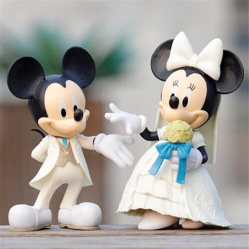 Disney Wedding Mickey Mouse Minnie Donald Duck 11-13cm Action Figure doll Model Toys Wedding Party Decoration Gifts Cake Topper