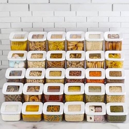 Kitchen Food Storage Box Container Set Organizer Women Refrigerator Multigrain Cereal Noodle Box Draw Jars Transparent Sealed