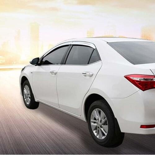 Brand New 1 Set Chrome Side Rain Guard Deflectors Vent Sun Shade Window Visors For Toyota Corolla 2014-2018