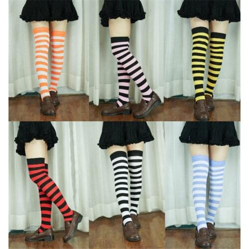 Lolita Colorful striped knee Stocking Cosplay Long Socks 6 Colors H