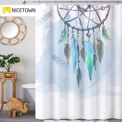 NICETOWN Creative Printed Shower Curtain Decor for Bathroom Shower Stalls Waterproof Support Customized Pattern with 12 Hooks