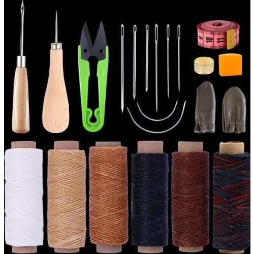 MIUSIE Leather Waxed Thread Sewing Kits Hand Sewing Needles with Leather Craft for Leather Canvas DIY Sewing Accessories