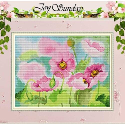 Poppies Flower Pattern Counted Cross Stitch Handmade Cross Stitch 11CT 14CT printed Cross Stitch Kits Embroidery for Needlework