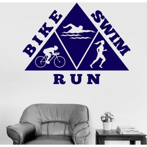 Triathlon Wall Sticker Decal Swimming Posters Vinyl Wall Decals Decor Mural Triathlon Car Decal