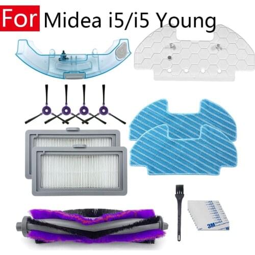 For Midea i5 i5 Young i9 EYE Sweeping Vacuum Cleaner Attachment Home Roll Side Brush Hepa Filter Rag Hang Frame Water Tank Parts