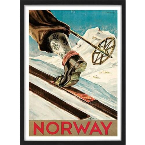 Norway Skiing Travel Yugoslavia Winter Sports Retro Vintage Kraft Poster Canvas DIY Wall Sticker Home Bar Posters Decoration