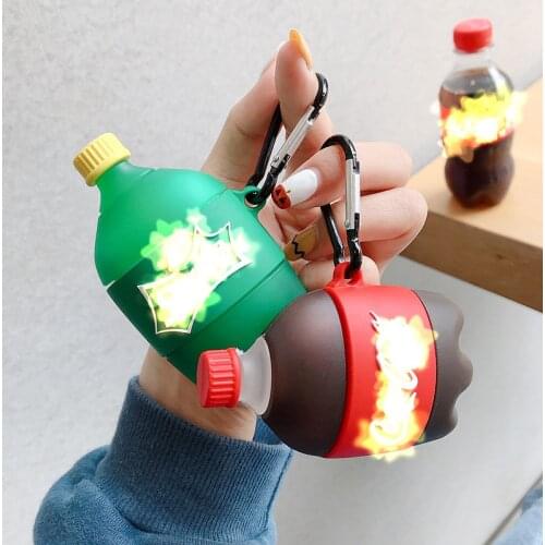 New Style Creative Soda Drink Shape Silicone Bluetooth Headset Case Free Hook Easy Carrying For Apple Airpods