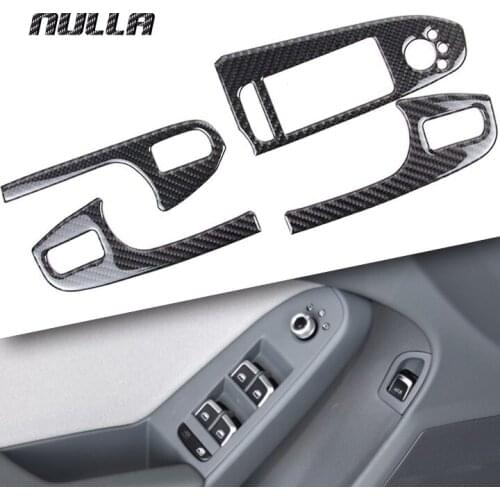 NULLA Carbon Fiber Car Interior Door Window Lift Glass Switch Buttons Cover Armrest Panel Frame Trim for Audi A4 B8 2009- 2016