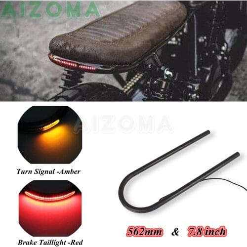 Cafe Racer Motorcycle Rear Seat Hoop LED Integarted Long Frame Loop Universal For Chopper Bobber Custom Brake Signal Tail Lights
