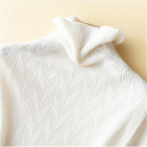 Pure cashmere solid knit women brief turtleneck slim short pullover sweater white 8color S-2XL