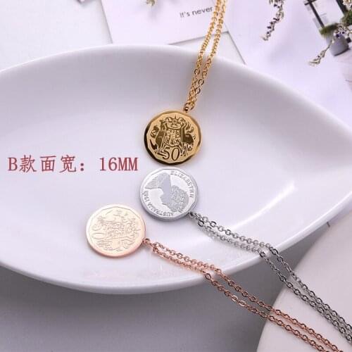 Titanium Steel Vintage Image of Queen ,Coins Pendant Necklace, Gift Jewelry Rose gold color pendant necklace