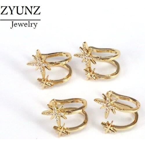 5 Pairs, Star Ear Cuff Micro Pave CZ Zircon Non Pierced Girl Clip Earring Cuff Korean Earcuff Jewelry