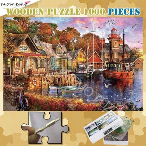 Beautiful Landscape Puzzle Toys 300 500 1000 Pieces Jigsaw Puzzles Harbour Assembling Puzzles Toys for Adults Kids Nice Gifts