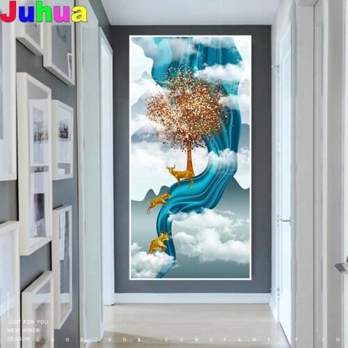 Landscape diy Diamond Painting Abstract Nordic deer Tree Diamond Embroidery full square round drill mosaic Picture home decor