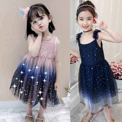 YOFEEL Girls Princess Dress Sequins Gowns Child Birthday Party Wedding Fancy Dress Girl Spring Summer Clothes Kids Star Vestido
