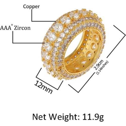Luxury Micro Pave AAA Zircon Round Ring Bling Ring For Women Men Personalized CZ Zircon Rapper Hip Hop Cooper Jewelry
