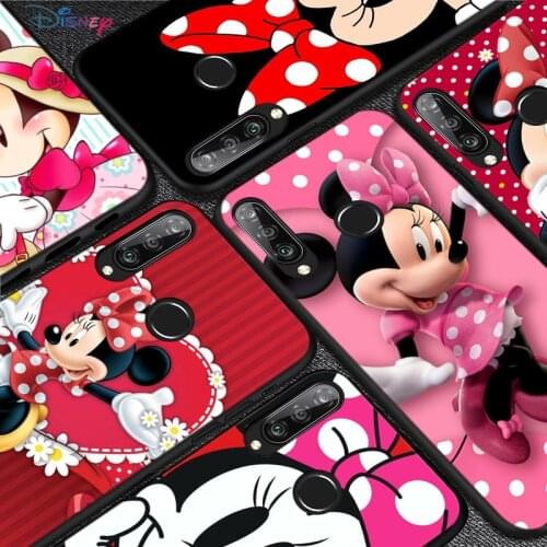 Silicone Cover Red Minnie Mouse For Huawei P50 P40 P30 P20 Pro P10 P9 P8 Lite E Plus 2017 2016 5G Black Phone Case
