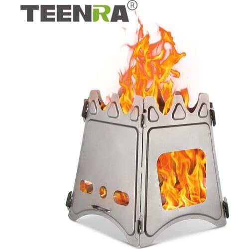 TEENRA Folding Wood Stove Outdoor Portable Wood Stove Camping Cooking Picnic BBQ Stove Ultralight Cooking Tools