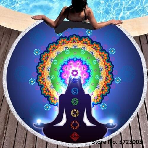 Bohemian Printed Beach Towel Round Shower Bath Towels Microfiber Yoga Mat Tapestry Toalla Blanket 150cm With Tassel For Kids