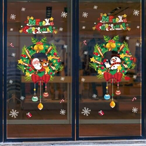 Merry Christmas Window Sticker Store Christmas Decoration For Home PVC Wall Sticker Navidad 2020 Happy New Year 2021 Decor
