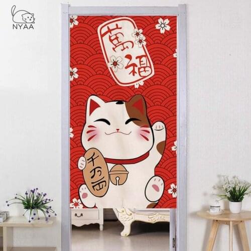 Japanese Cotton Linen Door Curtain Cartoon Pattern Door Curtain Room Shade Kitchen Door Decoration