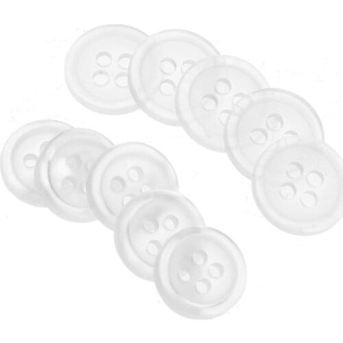 100pcs 10/11.5mm Plastic Sewing Buttons White Butons 4 Holes Clear Clothing Shirt Sewing Buttons For Clothes Scrapbook Craft