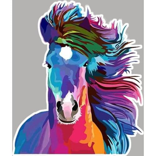 13*11cm Cartoon Rainbow Horse Car Stickers DIY 3D Vinyl Auto Car Styling Bumper Window Decoration Fashion Wall Sticker